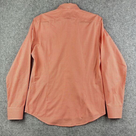 Eton Shirt Mens M Orange Gingham Checkered Contemporary Cotton BD Preppy Pocket* - Picture 9 of 16